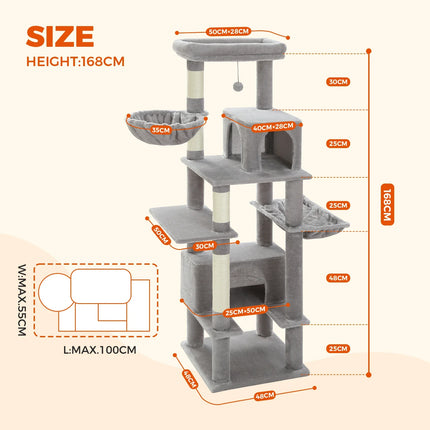 Arbre pour Chats à Plusieurs Niveaux avec Niche et Paniers Suspendus
