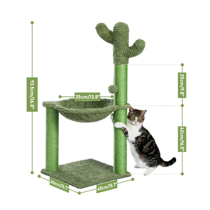 Arbre à chat en forme de cactus avec hamac et arche de toilettage