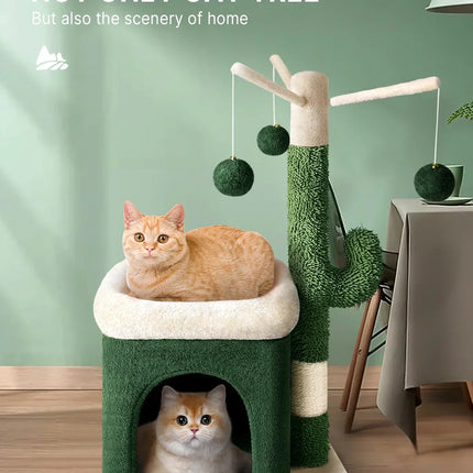 Cabane avec Griffoir et Aire de Jeu Cactus pour Chat