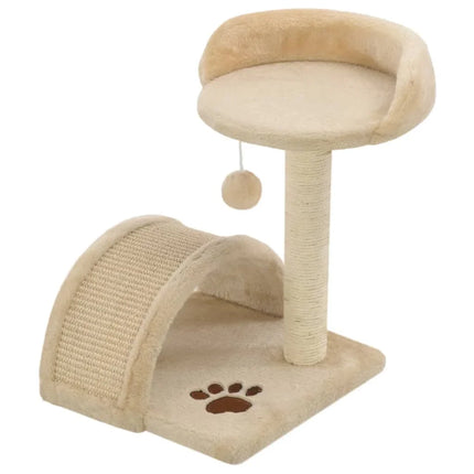 Arbre à Chat Compact Beige avec Tunnel et Plateforme