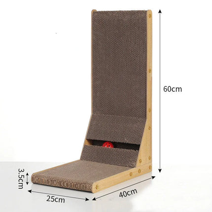 Grattoir Vertical avec Base en Bois et Jouet Suspendu