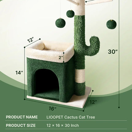 Cabane avec Griffoir et Aire de Jeu Cactus pour Chat