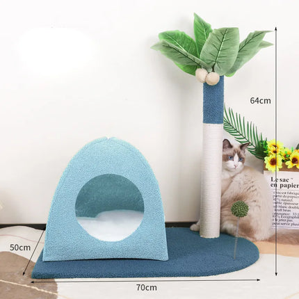 Niche Rose avec Arbre à Griffer en Forme de Palmier pour Chat