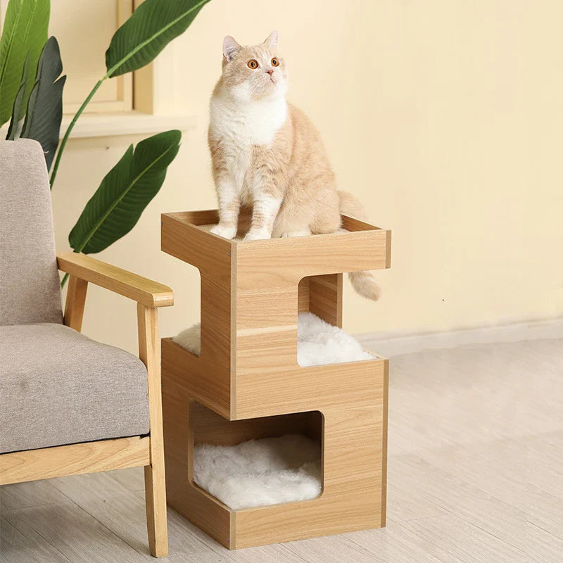 Espace Relaxant pour Chat en Bois Empilable