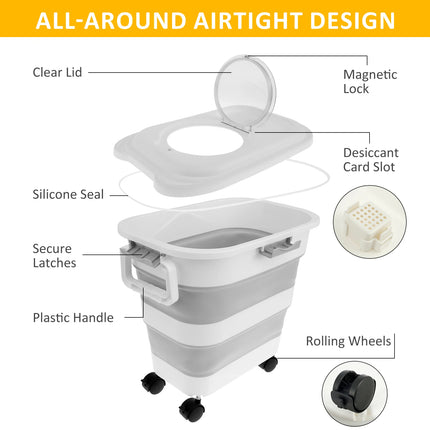 Conteneur à Roulettes avec Pelle Intégrée – Rangement Croquettes Hermétique