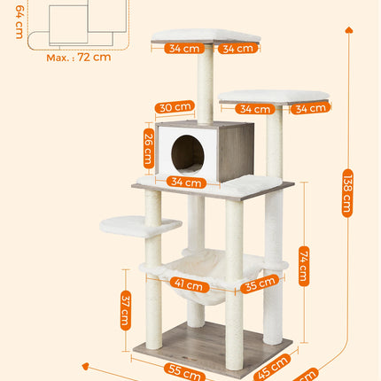 Arbre à Chat Multi-Niveaux avec Hamac et Niche
