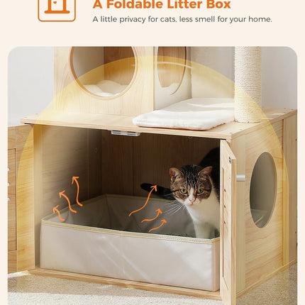 Arbre à Chat avec Meuble Intégré et Plateformes Douces