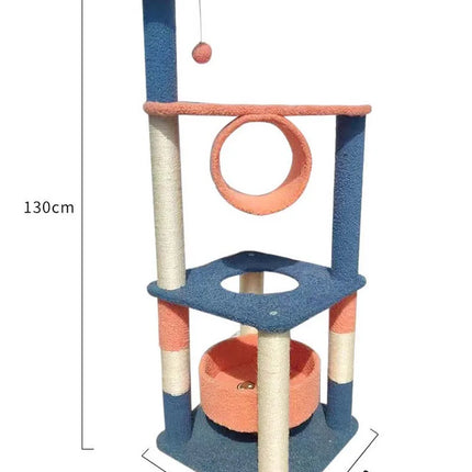 Arbre à Chat Multicolore avec Plateformes et Tunnel Ludique