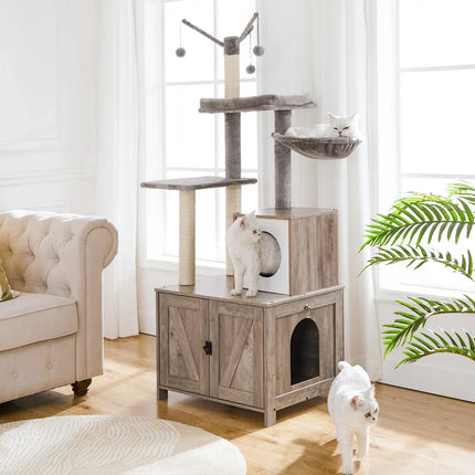 Griffoir multifonction avec rangement et espace de jeu pour chat