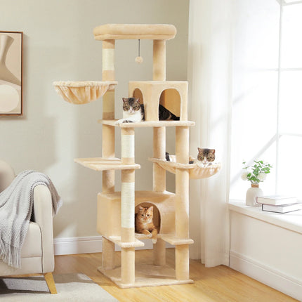 Arbre pour Chats à Plusieurs Niveaux avec Niche et Paniers Suspendus