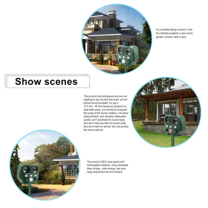 Dispositif Répulsif Ultrasonique à Énergie Solaire pour Animaux - Extérieur