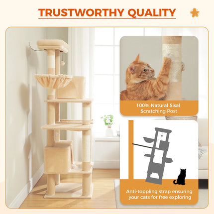 Arbre pour Chats à Plusieurs Niveaux avec Niche et Paniers Suspendus