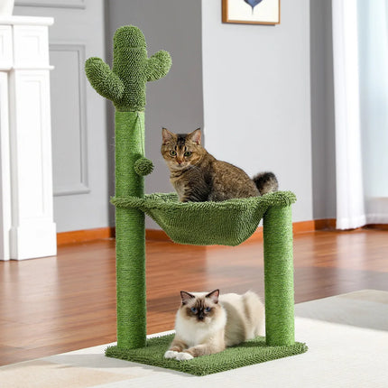 Arbre à chat en forme de cactus avec hamac et arche de toilettage