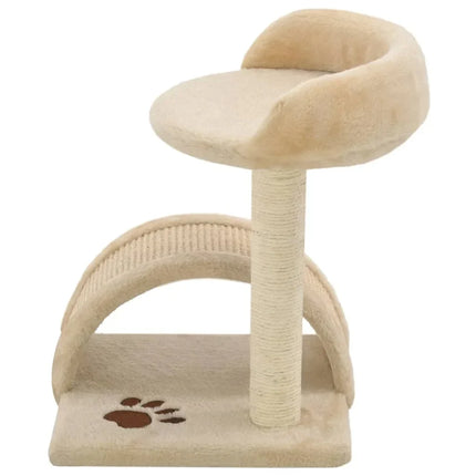 Arbre à Chat Compact Beige avec Tunnel et Plateforme