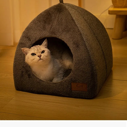 Abri Triangulaire Douillet pour Chat avec Intérieur Polaire