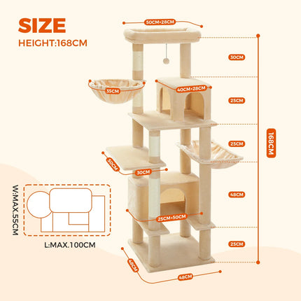 Arbre pour Chats à Plusieurs Niveaux avec Niche et Paniers Suspendus