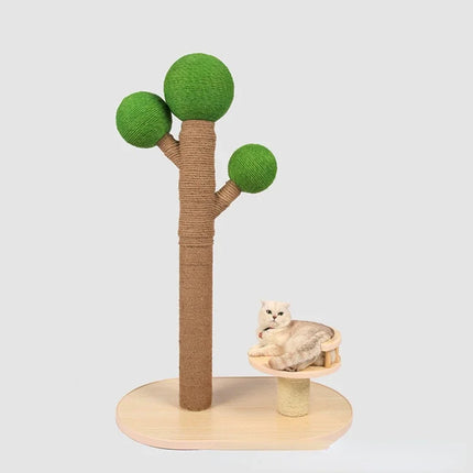 Arbre à chat design au look nature avec bol dôme