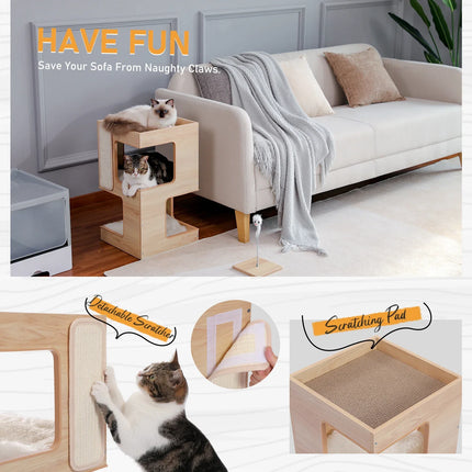 Meuble Moderne 2-en-1 pour Chats – Espace Repos et Griffoir