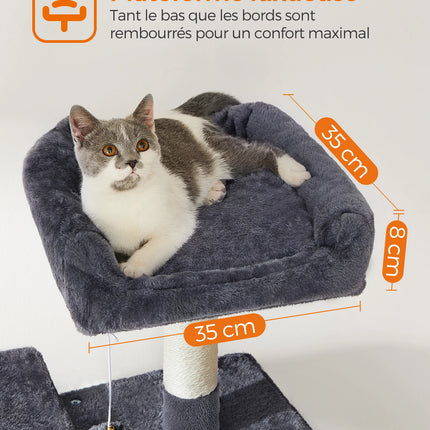 Arbre à Chat Gris avec Hamac et Niche Double