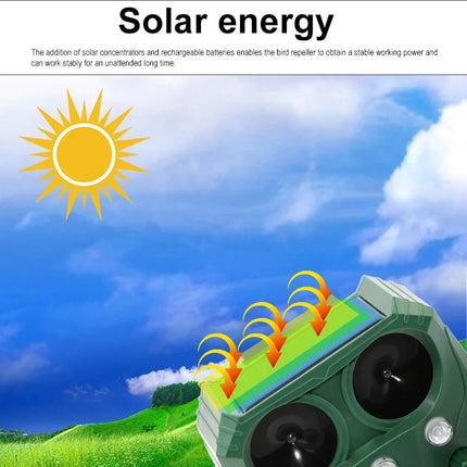 Dispositif Répulsif Ultrasonique à Énergie Solaire pour Animaux - Extérieur