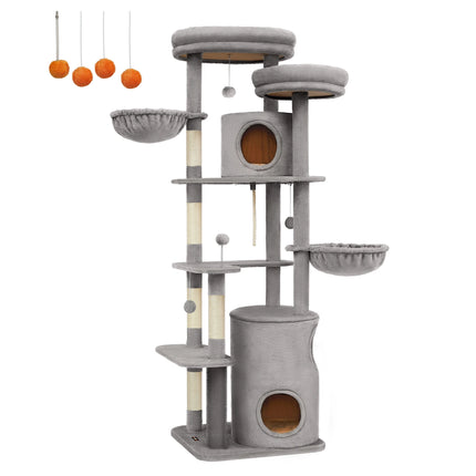 Grand arbre à chat multi-niveaux avec poteaux en sisal et plateformes spacieuses