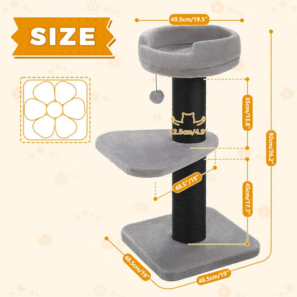 Arbre à Chat Compact avec Coussin Fleur Rose et Plateformes Vertes