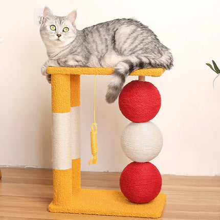 Arbre à Chat Compact Ludique avec Plateformes Vertes et Décoration Champignon