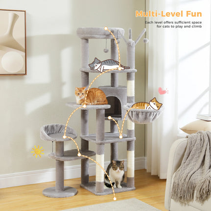 Arbre pour Chat Multicolore avec Hamac et Niche