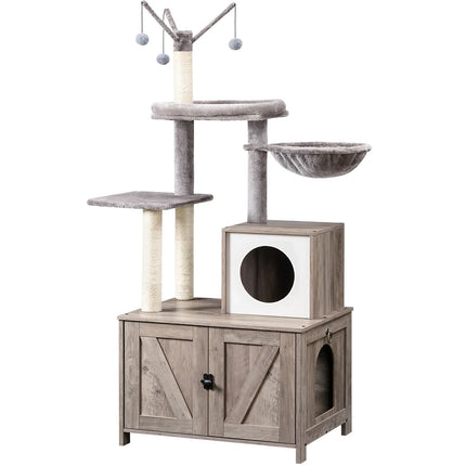 Griffoir multifonction avec rangement et espace de jeu pour chat