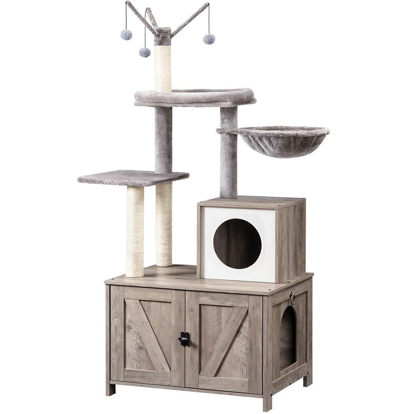 Griffoir multifonction avec rangement et espace de jeu pour chat