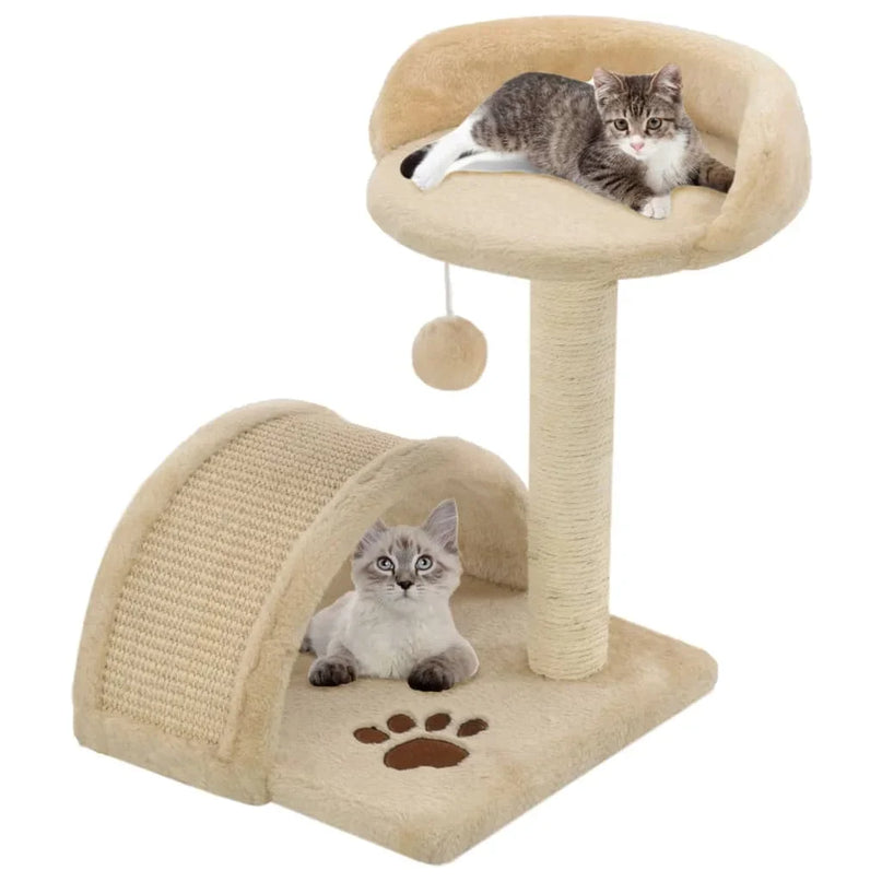 Arbre à Chat Compact Beige avec Tunnel et Plateforme