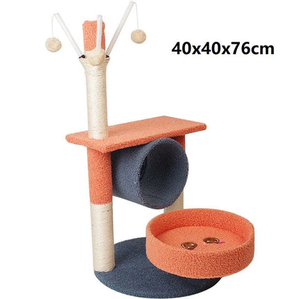 Arbre à Chat Multicolore avec Plateformes et Tunnel Ludique