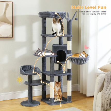 Arbre pour Chat Multicolore avec Hamac et Niche