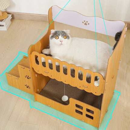 Maisonnette d'escalade ludique pour chats avec espaces ouverts et jeux