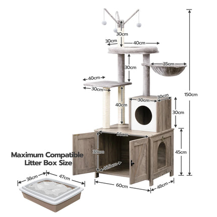 Griffoir multifonction avec rangement et espace de jeu pour chat