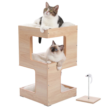 Meuble Moderne 2-en-1 pour Chats – Espace Repos et Griffoir