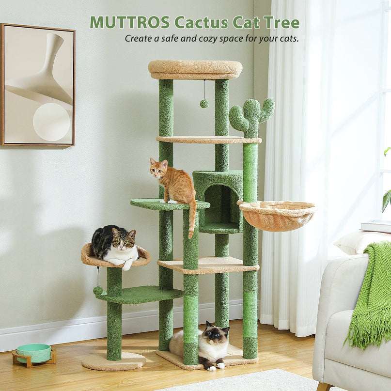 Arbre pour Chat Multicolore avec Hamac et Niche