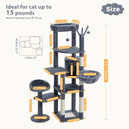 Arbre pour Chat Multicolore avec Hamac et Niche