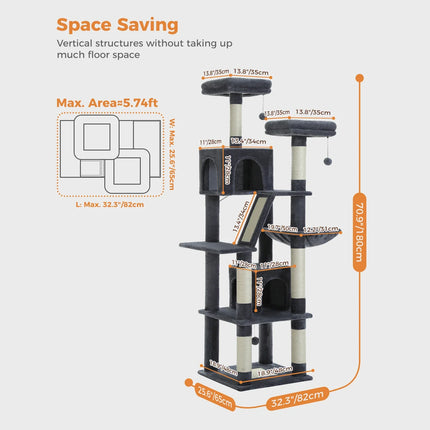 Arbre à Chats Haut avec Hamac et Niches