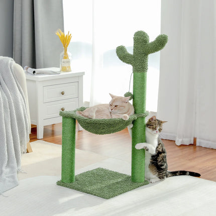 Arbre à chat en forme de cactus avec hamac et arche de toilettage