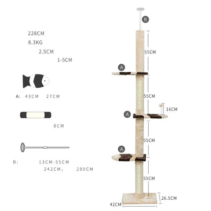 Arbre à Chat Vertical avec Plateformes Multiples