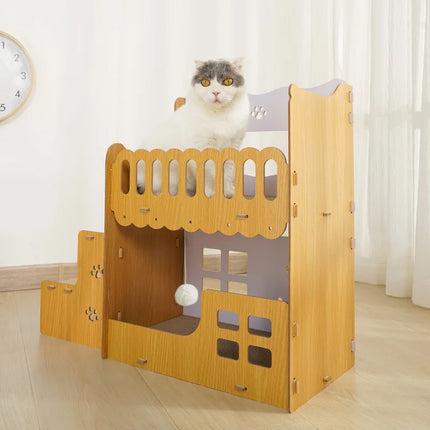 Maisonnette d'escalade ludique pour chats avec espaces ouverts et jeux