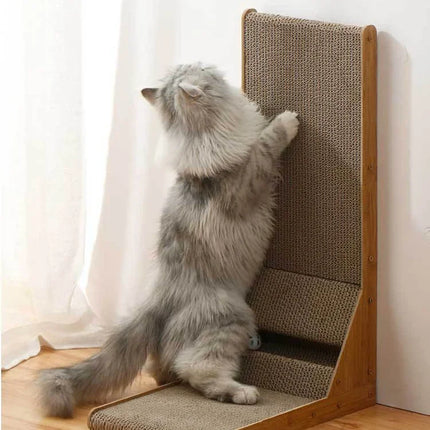 Grattoir Vertical avec Base en Bois et Jouet Suspendu