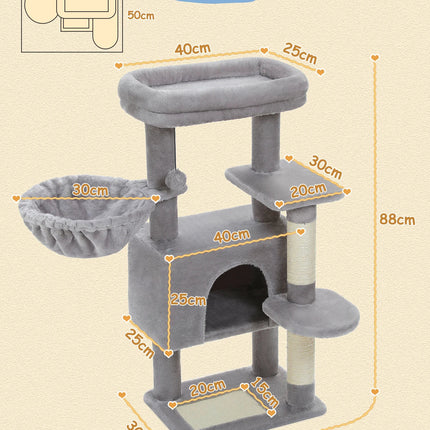 Arbre à Chat Multi-Niveaux avec Hamac et Niche Intégrée