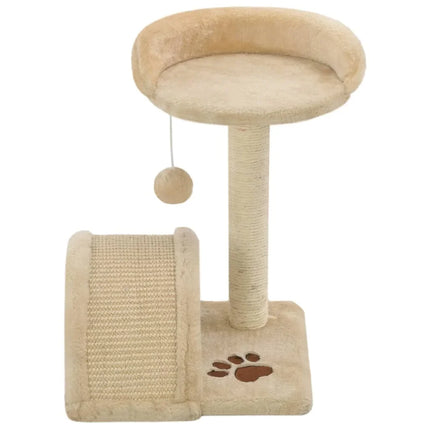 Arbre à Chat Compact Beige avec Tunnel et Plateforme