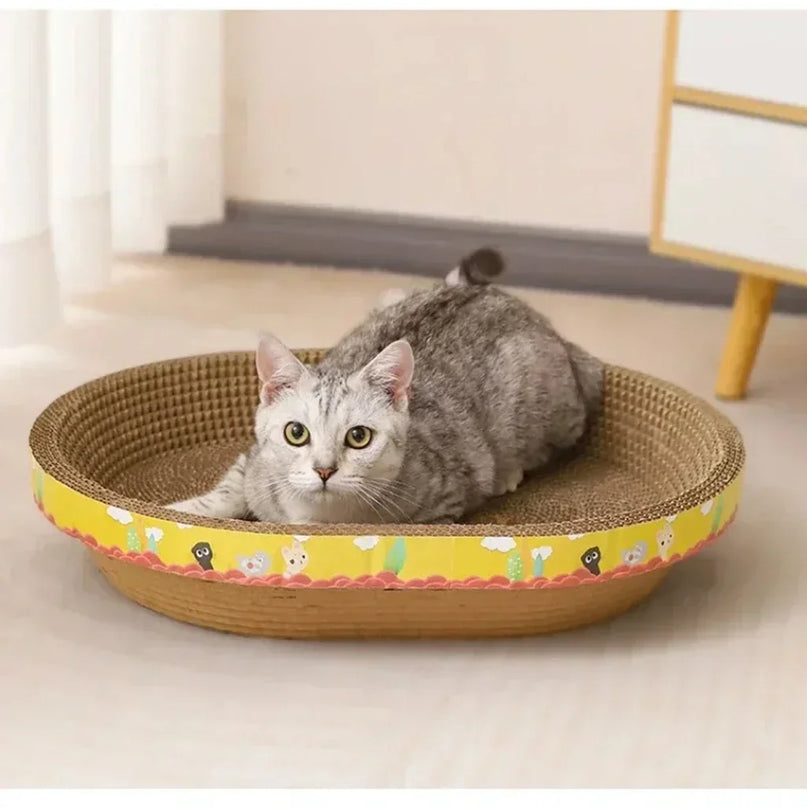 Panier Ovale en Carton Durable - Espace Spacieux pour Chats