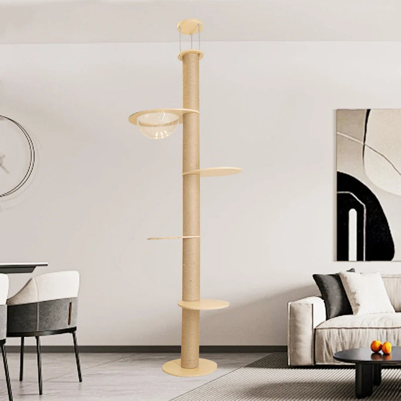 Colonne d'Activités Griffoir pour Chats avec Plateformes et DÎme Transparent