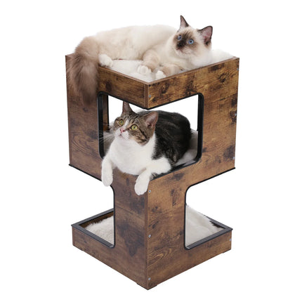 Meuble Moderne 2-en-1 pour Chats – Espace Repos et Griffoir