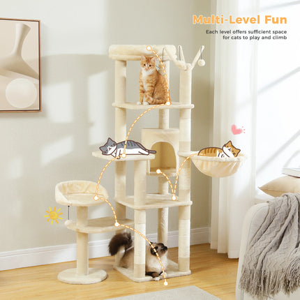 Arbre pour Chat Multicolore avec Hamac et Niche