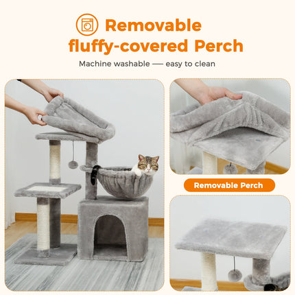 Arbre pour Chats Compact avec Hamac et Plateformes
